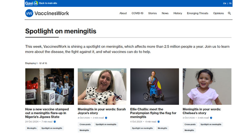 Gavi spotlight on meningitis - website screenshot